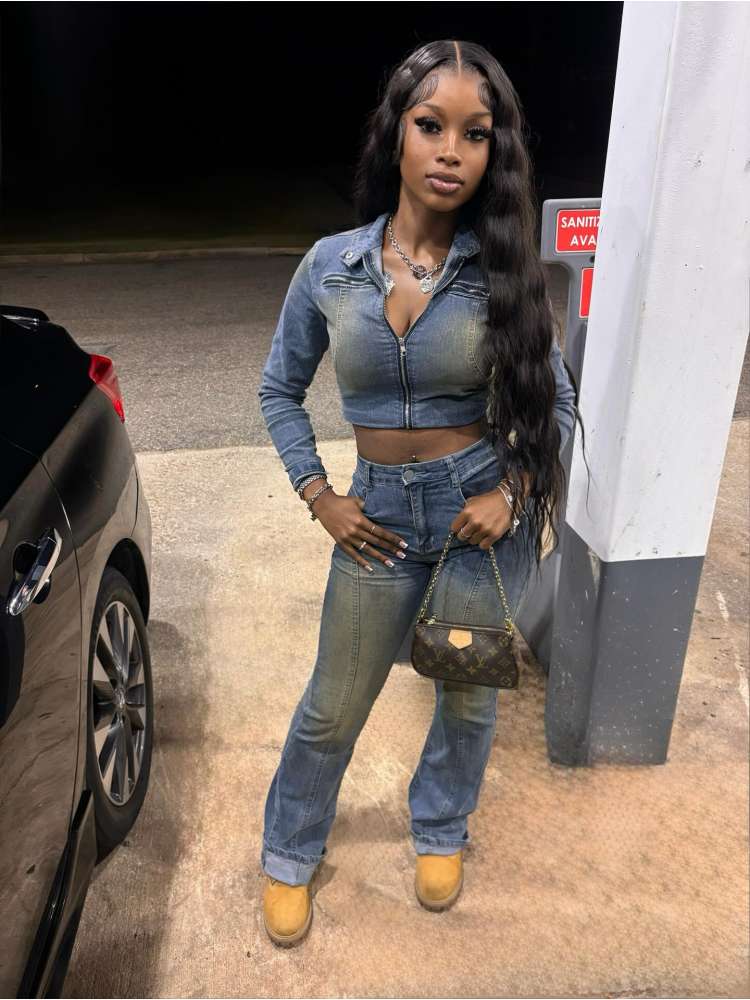 The Denim Flared Jeans Set